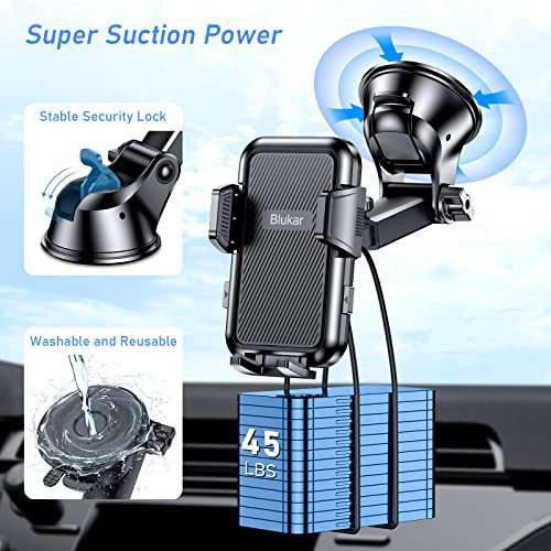 Blukar Car Phone Holder A 360° Rotation - 4 in 1 Strong Suction- £8.99 sold by ACCER / Fulfilled By Amazon
