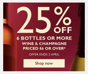 25% Off 6+ Bottles Of Wine & Champagne