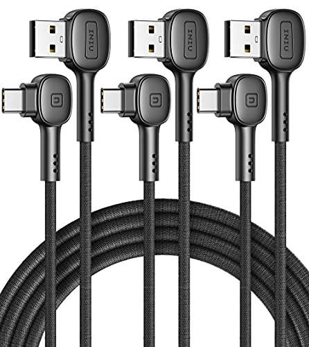 INIU USB C Charger Cable, 90° Degree [3 pack: 2+2+0.5m] Type USB to USB C Cable 3.1A QC w/voucher Sold by TopStar GETIHU Accessory FBA