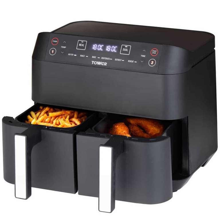 Tower Vortx Dual Basket Air Fryer 7.6L 2400w, Smart Finish, 3 YEAR WARRANTY, 6 Functions £99 (Instore /Selected Stores) @ B&M