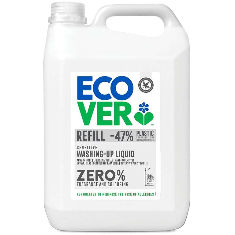 Ecover Zero Washing Up Liquid Refill, 5L £9.72 max S&S w/voucher