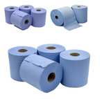 6 x Jumbo Workshop Hand Towels Rolls 2 Ply Centre Feed Wipes Embossed Tissue - Sold By Think Price