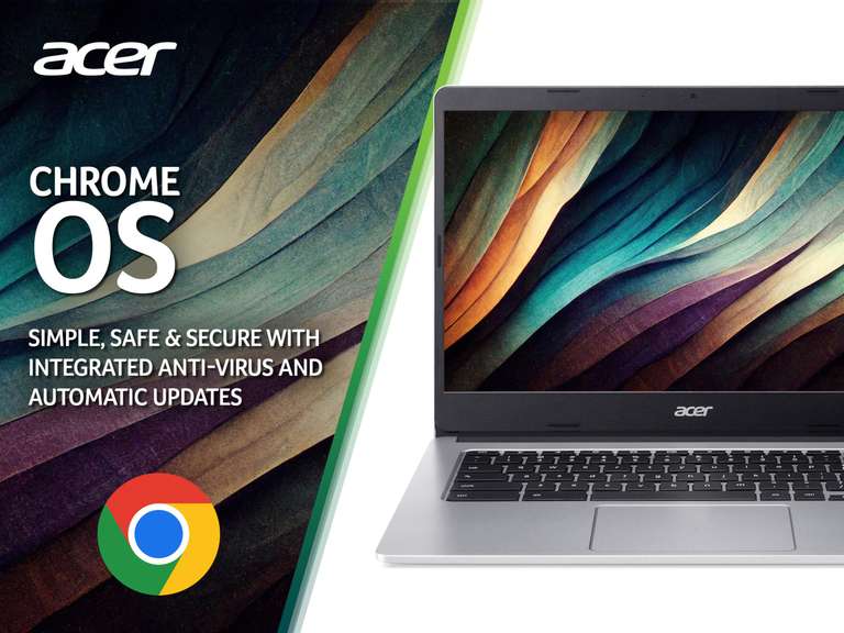 Acer Chromebook 314 CB314-2H Laptop - MTK MT8183, 4GB, 64GB eMMC, Integrated Graphics, 14-inch HD, Google Chrome OS, Silver
