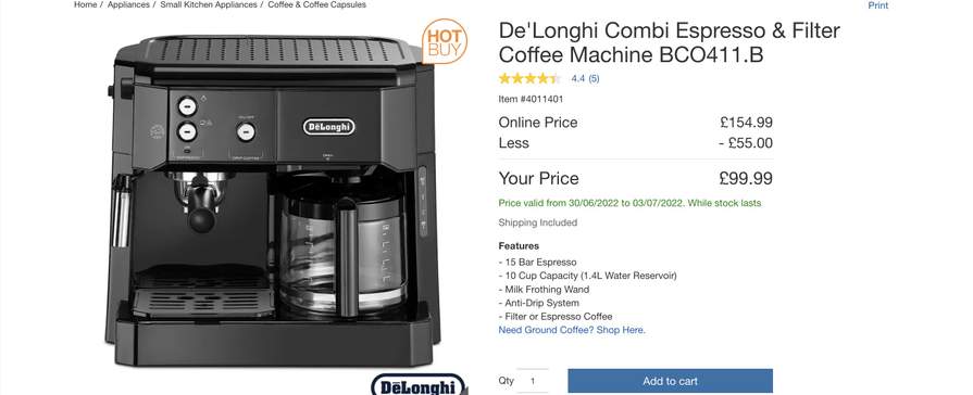 De'Longhi Combi Espresso \u0026 Filter 