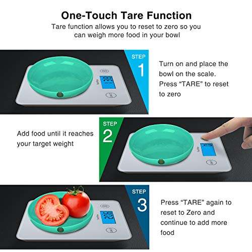 TechRise Tempered Glass Kitchen Scale Digital With Touch Sensitive Weighting, £7.99 with code @ Sold by TECKNET / Fulfilled By Amazon