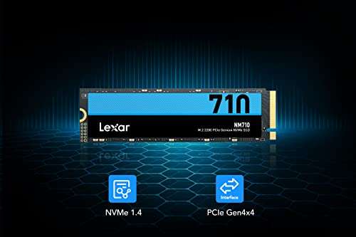 1TB - Lexar NM710 SSD, M.2 2280 PCIe Gen4x4 NVMe , Up to 5000/4500MB/s Read/Write, Internal Solid State Drive