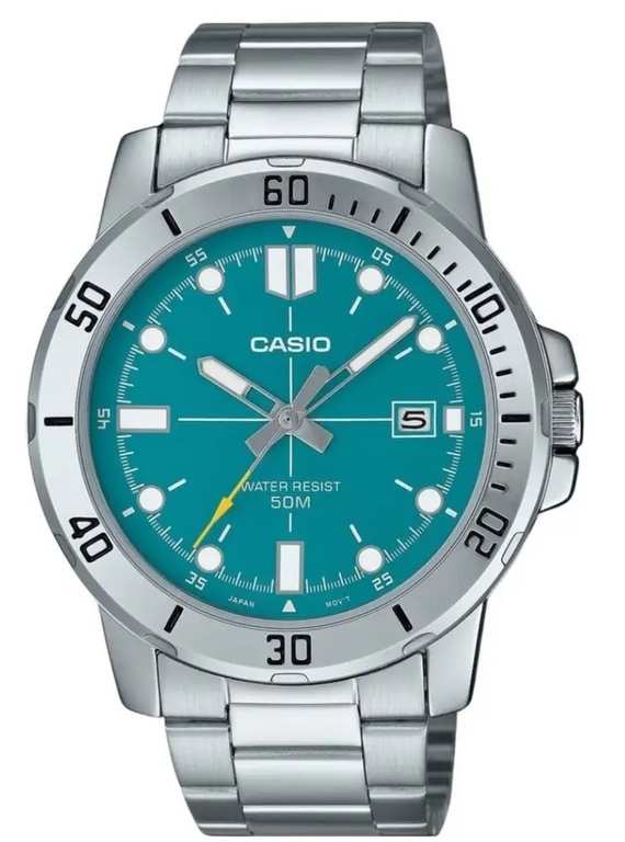 Casio Standard Analog Stainless Steel Turquoise Blue Dial Quartz MTP-VD01D-3E2V Men's Watch (1 Year Warranty) - w/Code (Inc Fees & Taxes)