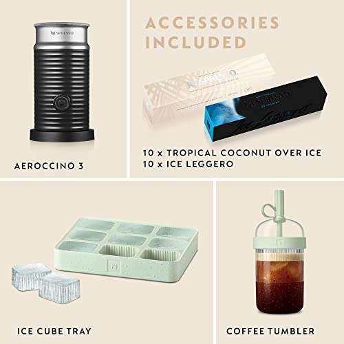 Nespresso Coffee Machine Bundle - Vertuo Pop Aqua Mint, Milk Frother, 20 Coffee Capsules and more by Krups. XN920441