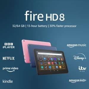 2022 Amazon Fire HD 8 Tablet - 32 GB (Black / Blue / Pink) with ads + 6 Months Apple TV+ = £34.99 with code (collection) @ Currys