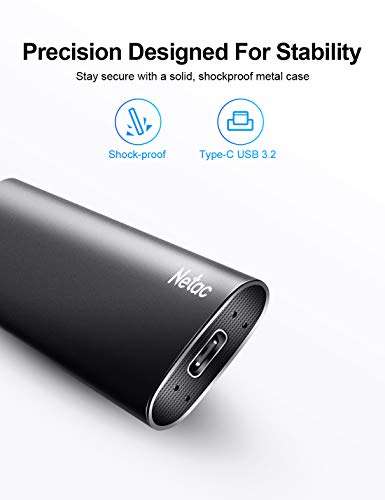 Netac Portable SSD 250GB USB 3.2 Gen 2 (10 Gbps, Type-C) £22.55 Prime Member exclusive @ Dispatches from Amazon Sold by Netac Official Store
