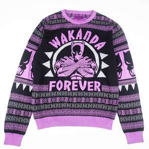 Black Panther Wakanda Forever Knitted Christmas Jumper - With Voucher Code