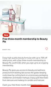 Free three‑month membership with VeryMe Vodafone - New Beauty Pie members only