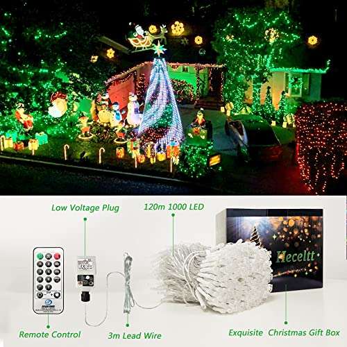 Heceltt Christmas Lights 120m 1000 LEDs £10.99 using voucher @ Sold by Heceltt Direct / Fulfilled By Amazon