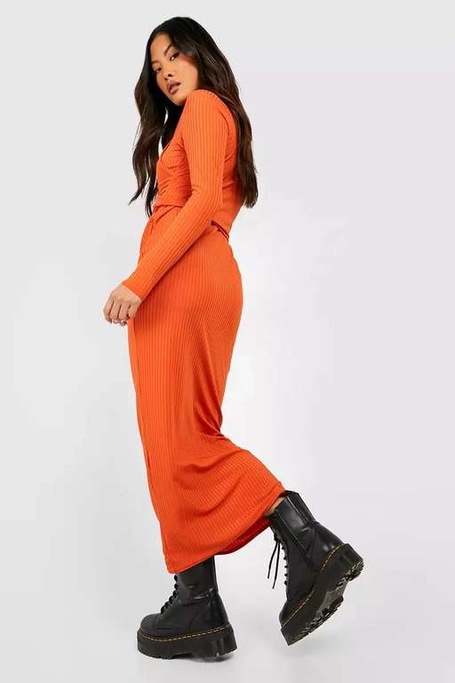 Jumbo Rib Cut Out Detail Maxi Dress - £5.40 + Free Delivery With Code - @ Debenhams sold by Boohoo