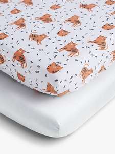 ANYDAY John Lewis & Partners Tiger Print Fitted Cotton Cot Sheet, Pack of 2, 60 x 120cm £6 +£2 click & collect @ John Lewis & Partners