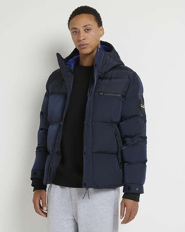 Navy Hooded Puffer Jacket S/M/L £20 Free Collection @ River Island