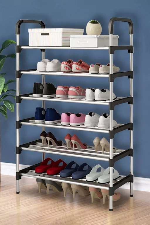 6 Tiers Shoe Rack Organizer Stainless Steel Stackable Space Saving Shoe Shelf - (UK Mainland) Sold & Delivered by Living and Home