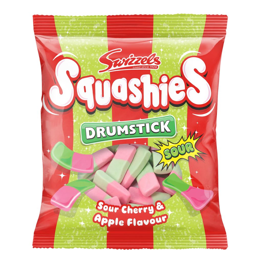 Swizzels Squashies Sweets Sour Apple and Cherry Flavour Squashies 140g - 64p / 60p S&S