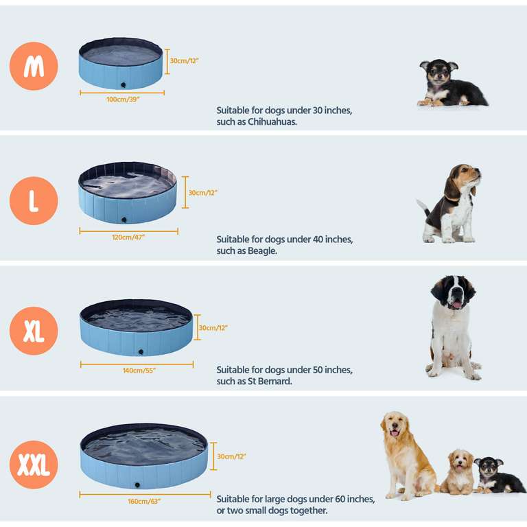 Yaheetech PVC Foldable Pet Dog Paddling Pool Portable Extra Large Bathing Tub with Brush 160 x 30cm - w/Voucher, By Yaheetech UK