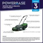 Powerbase 1200W Electric Lawn Mower - 32cm + Free C&C