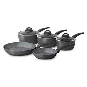 Tower Cerastone T81276 Forged 5 Piece Pan Set with Non-Stick Coating and Soft Touch Handles