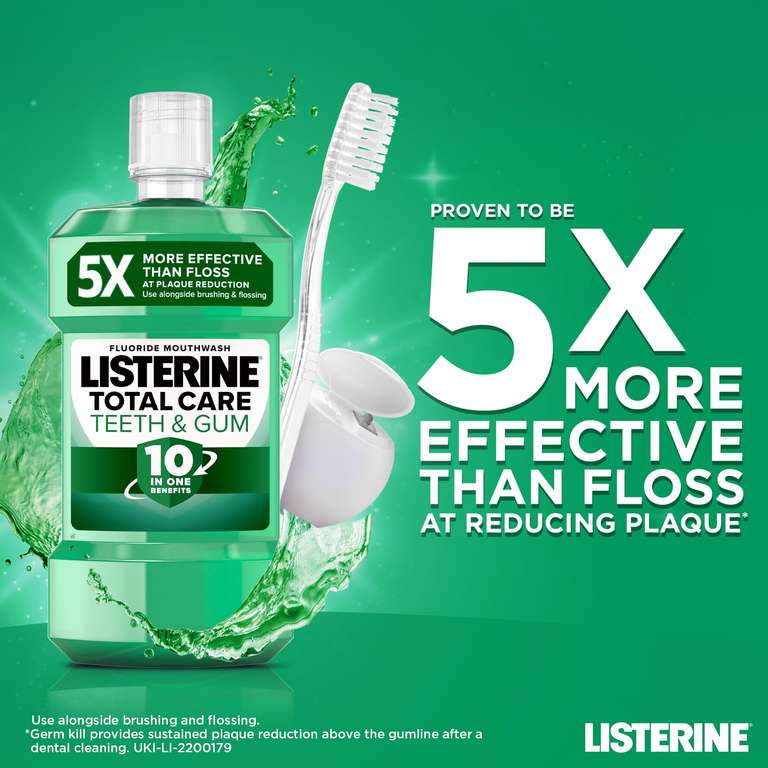 Listerine Total Care Teeth and Gum Mouthwash (500ml), 10-in-1 Benefit Mouthwash for Total Oral Care ( £2.17 - £2.30 with s&s)