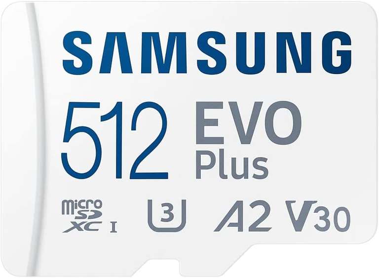 Samsung Evo Plus microSD SDXC U3 Class 10 A2 Memory Card 130MB/s with SD Adapter 2021 (512GB) - Sold by Only Branded
