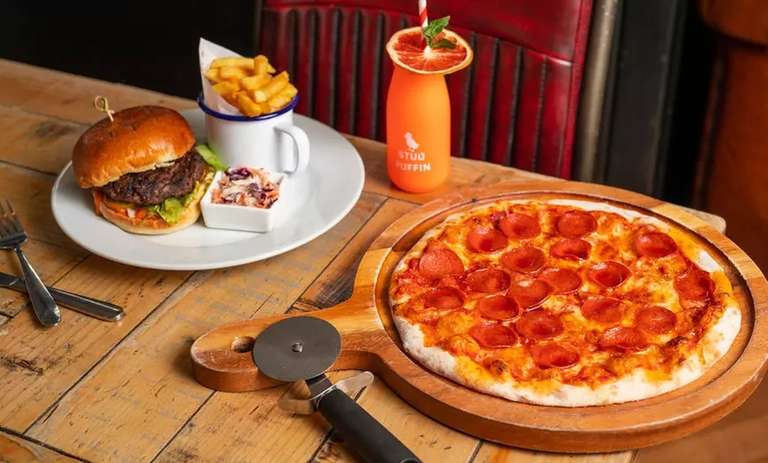 Revolution Bars, Nationwide : Burger Meal or Pizza each with Cocktail/other drink each for Two £25 @ Groupon