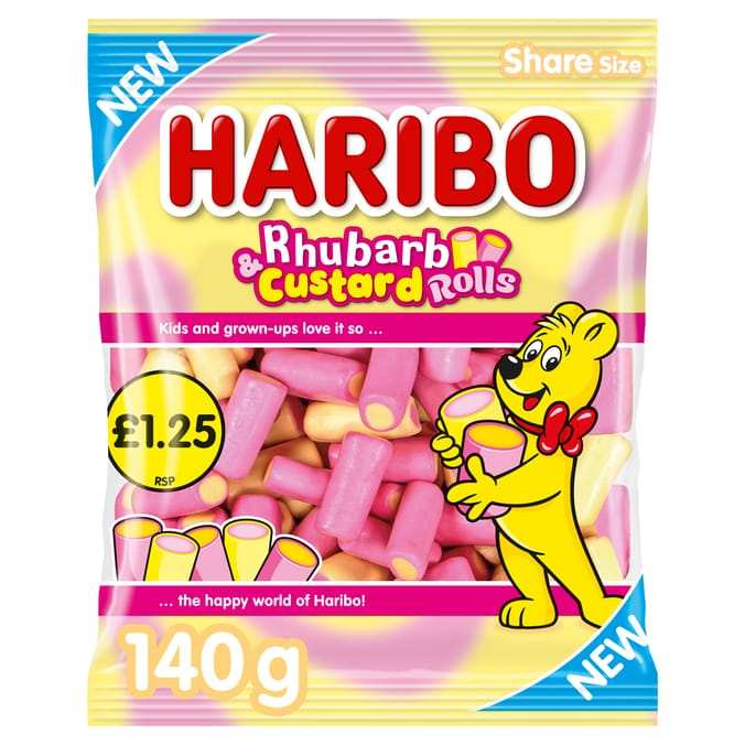 Haribo Rhubarb & Custard Rolls 140g