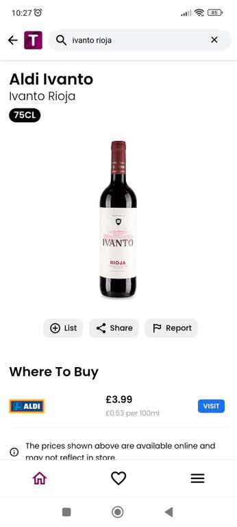 Ivanto Rioja Red Wine 75cl Bottle