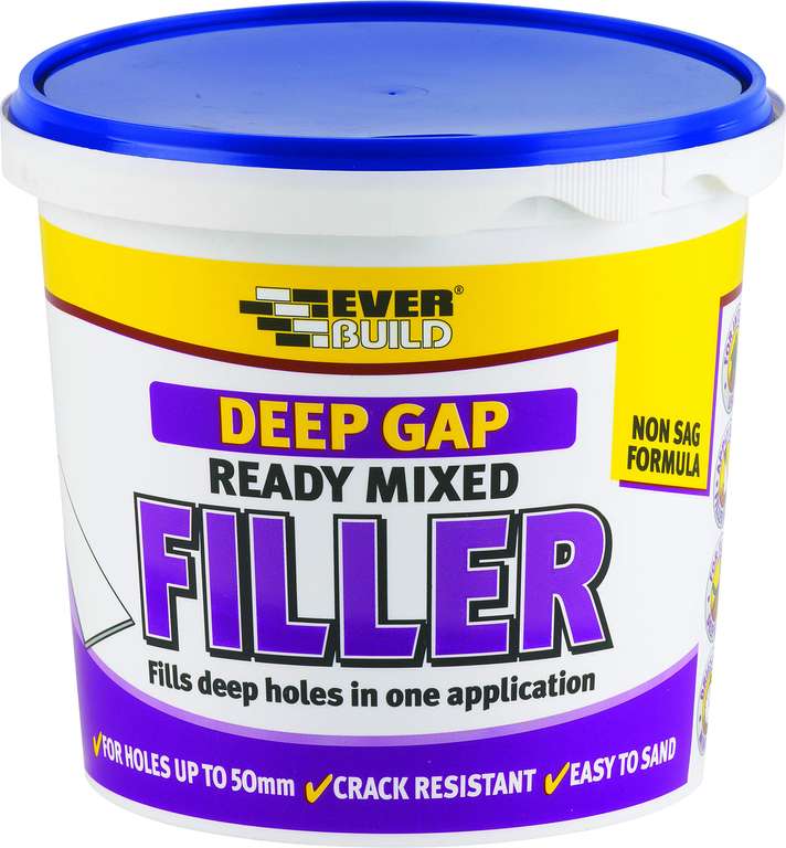 Everbuild Deep Gap Filler – Ready Mixed – Easy To Use – Non-Shrink – Quick Drying – Overpaintable – Light Grey – 1 Litre