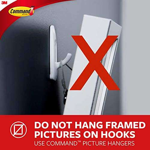 Command Medium Designer Hook, Pack of 2 Hooks and 4 Adhesive Strips, White - Damage Free Hanging - Holds up to 1.3kg - 50% off