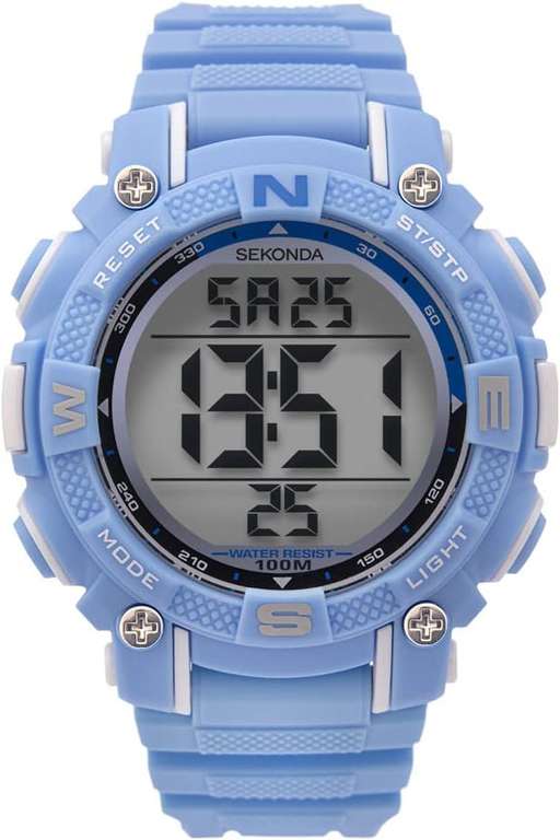 Sekonda Unisex Digital Quartz Watch with Light Blue Resin Strap 1762, 100M WR Sold by Sekonda Watches / FBA