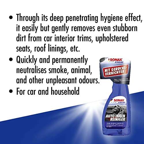 SONAX XTREME INTERIOR CLEANER (500 ml) - For hygienic cleanliness in the  car's interior and in the household. Eliminates unpleasant odours
