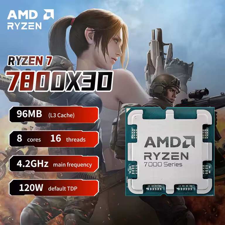 AMD Ryzen 7 7800X3D Desktop Processor - With Code - sold by UK Tech Authorised Store (possible Top Cashback 11.25% effective £187.38)