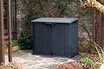 Keter 249319 Store it Out Nova Outdoor Garden Storage Shed, 132 x 71.5 x 113.5 cm, Dark Grey with Light Grey Lid @ Amazon