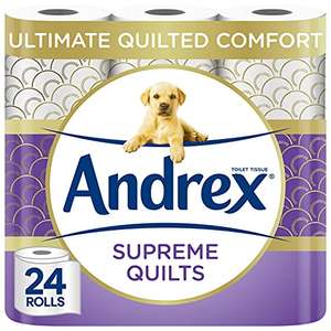 Andrex Supreme Quilts Quilted Toilet Paper 24 Rolls £12.75 or possible £10.19 with Subscribe and Save @ Amazon