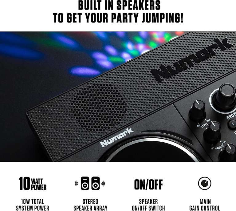 Numark DJ Controller Bundle - DJ Set with Built in Speakers, Party Lights, DJ Mixer, Audio Interface and Headphones £129.99 @ Amazon (Prime)