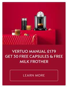 Nespresso Vertuo Manual with 30 FREE Capsules & Milk Frother