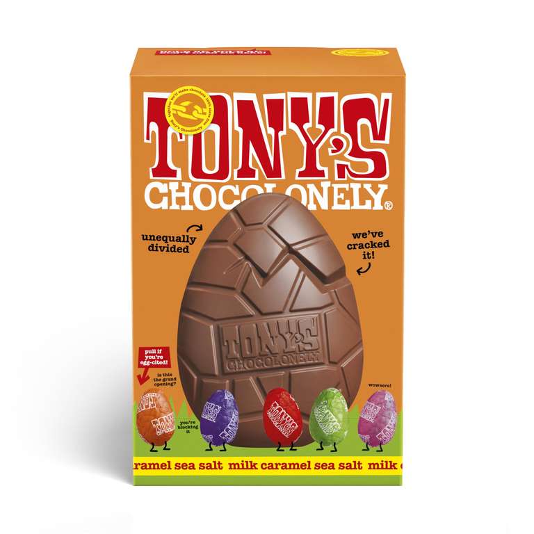 Tony's Chocolonely Large Easter Egg - Milk Chocolate Caramel Sea Salt (Also in the buy 4 save 5%)