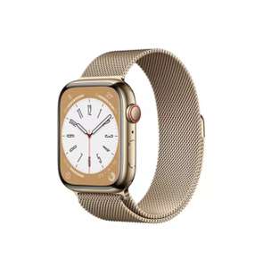APPLE Watch Series 8 Cellular - Gold Stainless Steel with Gold Milanese Loop, 45 mm