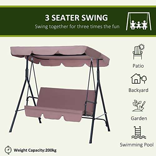Outsunny 3 Seater Canopy Swing Chair Garden Rocking Bench Heavy Duty Patio Metal Seat w/Top Roof £64.59 @ Amazon Sold & Dispatched by MHStar
