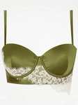 Women's Entice Satin Lace Balcony Bra's in Black, Green or Red + free click & collect