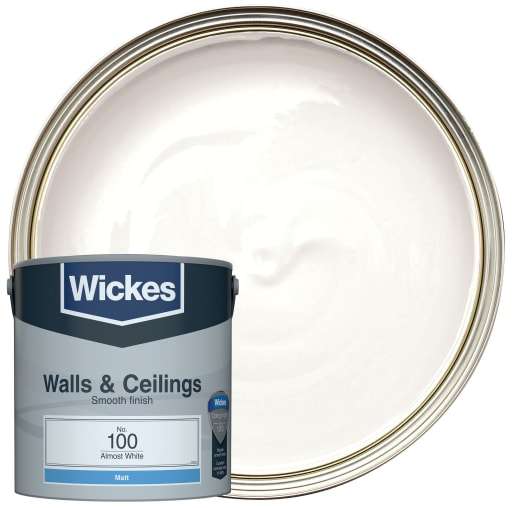 Wickes Vinyl Matt Emulsion Paint - Almost White No.100 - 2.5L - free C&C