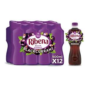 Ribena Blackcurrant Juice Drink 500ml - Multipack of 12, £9.99 / £8.49 with max Subscribe & Save discount @ Amazon