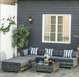 Outsunny 6 Piece Rattan Effect Garden Set In Grey (UK Mainland) (Sold By MHStar Ltd)