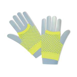 Vibrant Neon Yellow Short Fishnet Gloves (1 Pair)