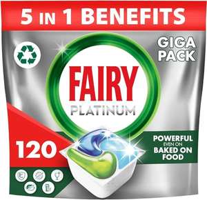Fairy Platinum All-In-One Dishwasher Tablets Bulk, 120 Tablets (24 x 5), Original, With Anti-Dull Technology & Rinse Aid £17.10 s&s