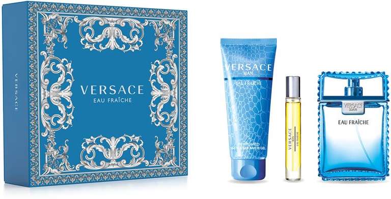 Versace Eau Fraîche gift set for men (EDT 100ml + perfumed shower gel 150ml + travel spray 10ml) - £33.10 + Free Delivery @ Notino