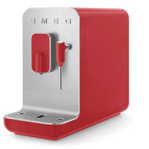 Smeg BCC02 Bean to Cup Coffee Machine Steam Wand ( Matt Red + Free Simply Home Set of 6 Fame Ombre Wine Glasses )